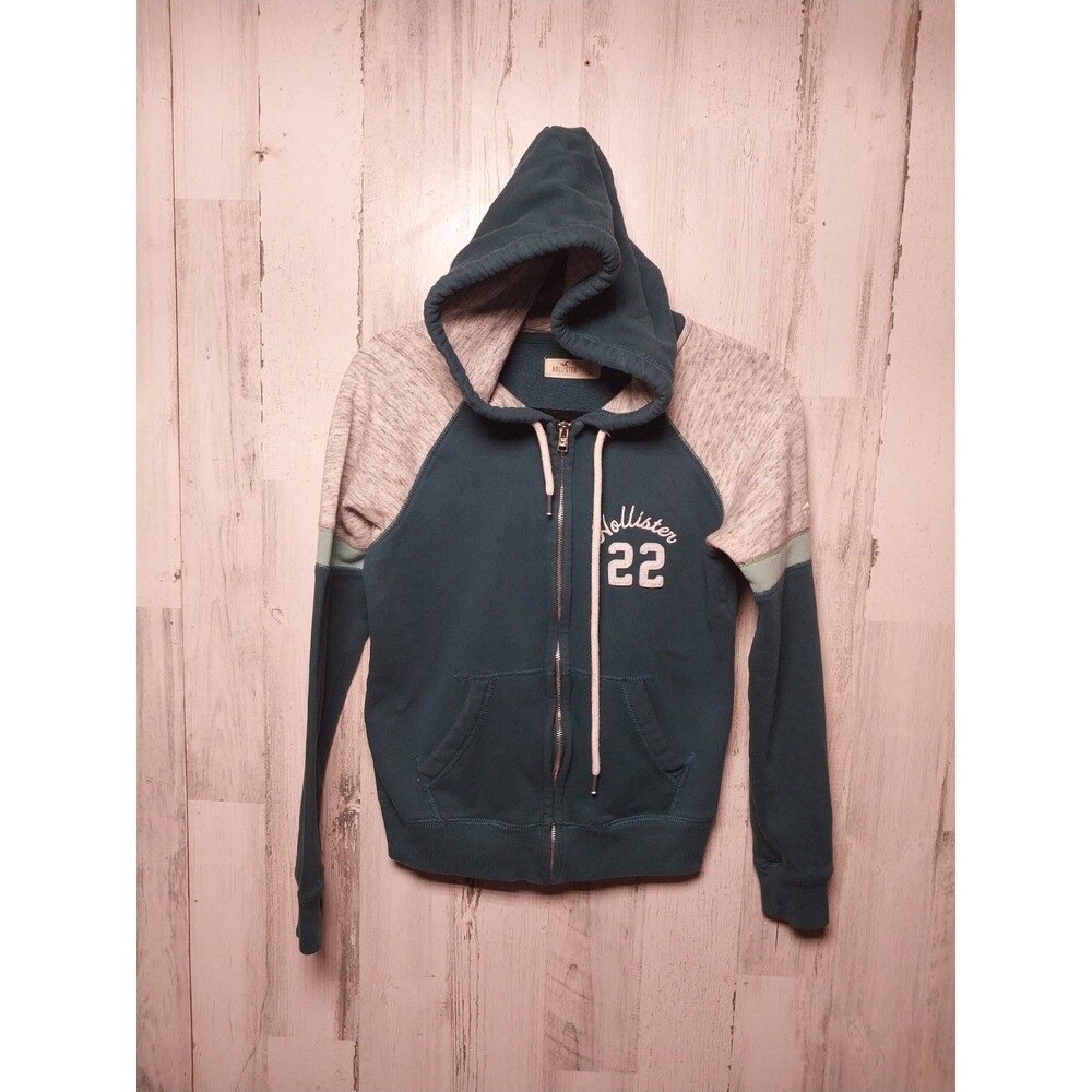 Hollister Green Raglan Zip Up Hoodie Size Small
